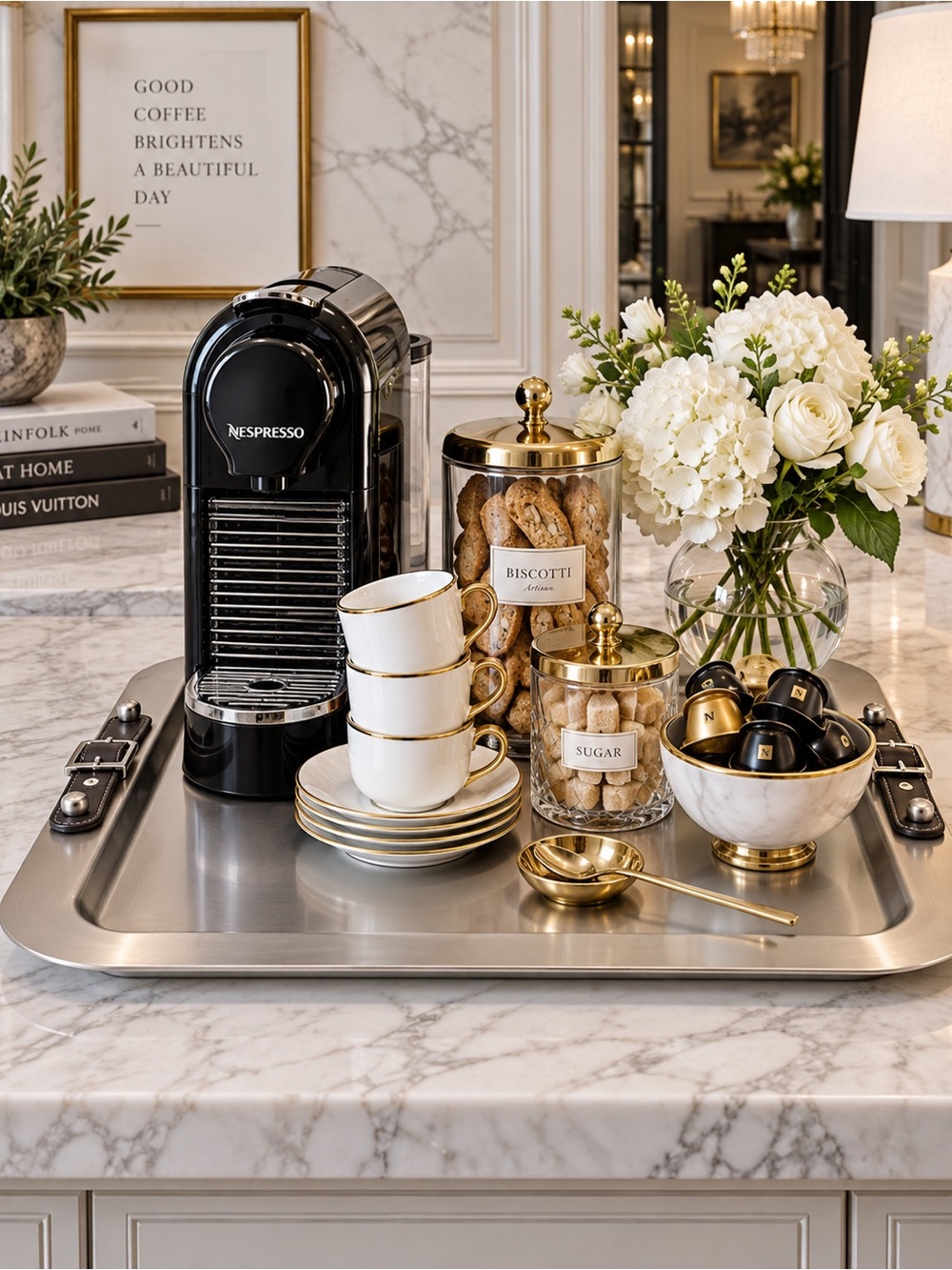 Godinger Square Tray with Leather Handles. Ralph Lauren Look
